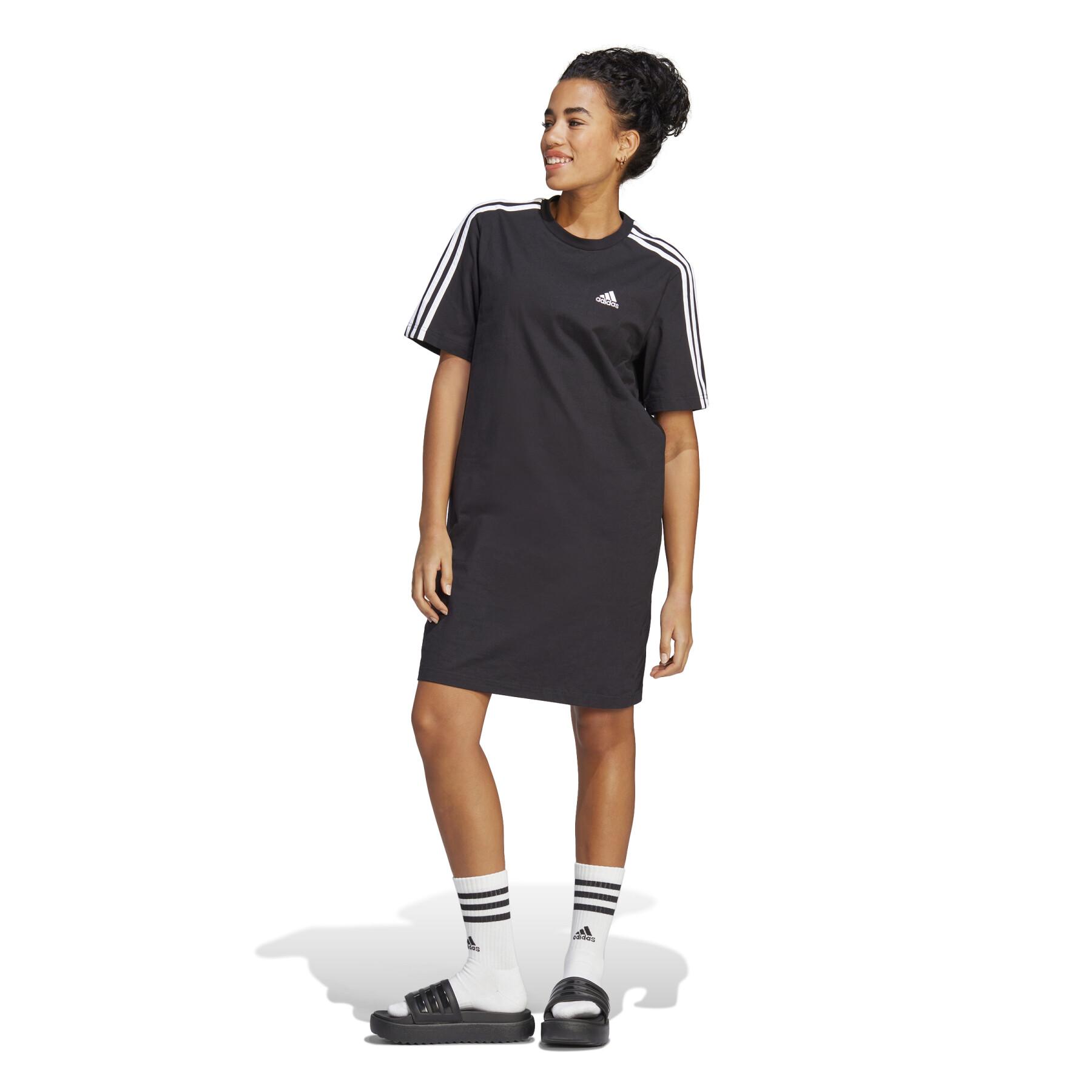T-Shirt-Kleid aus Single-Jersey, Frau adidas Essentials 3-Stripes Boyfriend