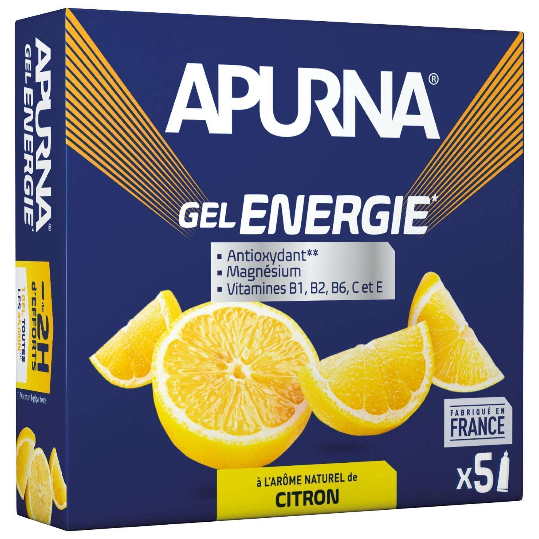 Packung mit 5 Gelen Apurna Energie Citron - 35g