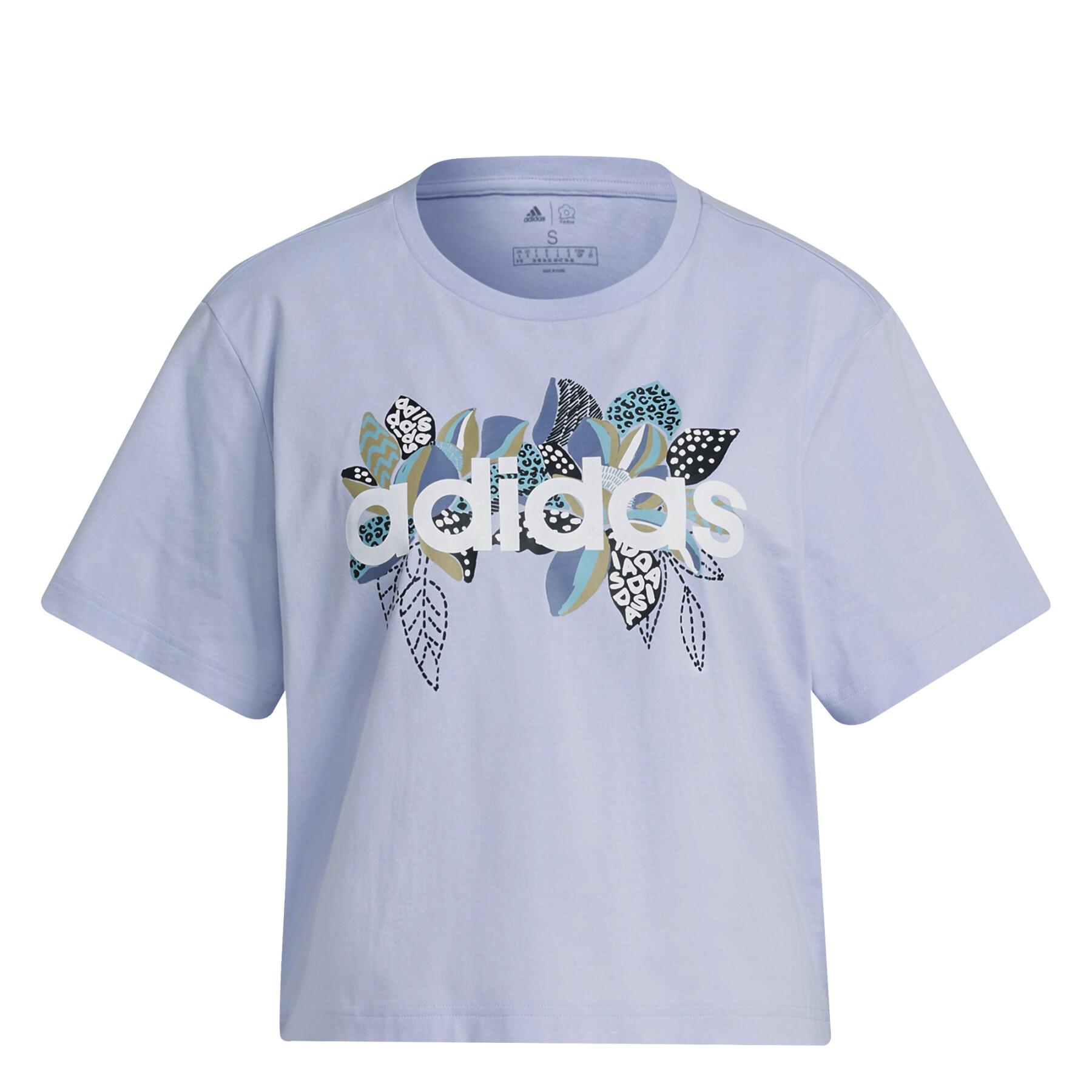 Damen-T-Shirt adidas X Farrio Print Boyfriend Cropped Coton Logo