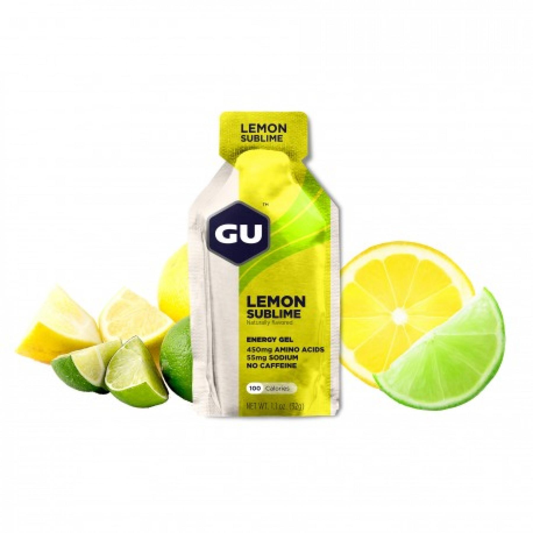 Packung mit 24 Gelen Gu Energy citron intense sans caféine