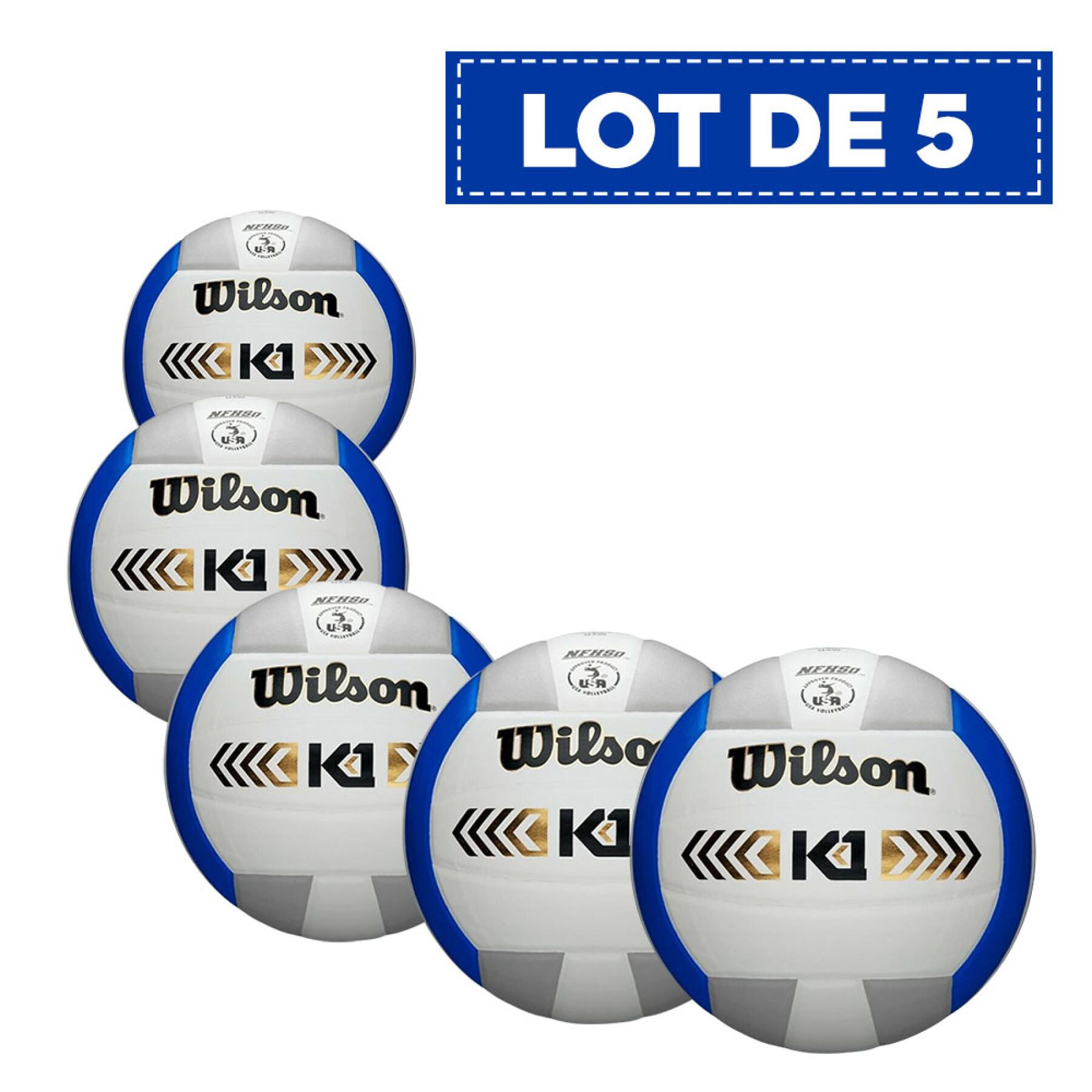 Lot von 5 Volleyballbällen Wilson K1 Gold [Taille 5]
